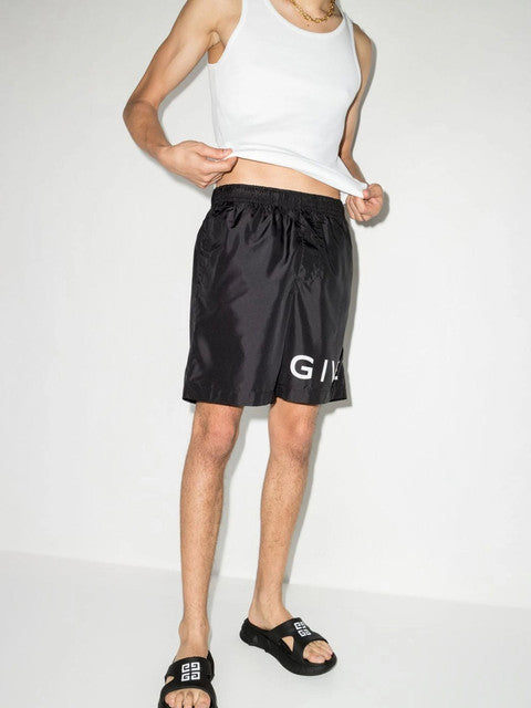 GIVENCHY LOGO LONG SWIMSHORTS BLACK