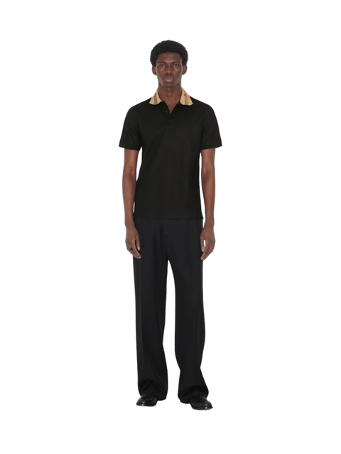 Burberry Vintage Check Print Collar Polo Shirt Black