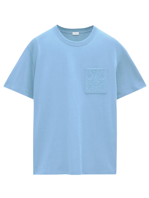 Loewe Relaxed Fit Tonal Pocket Logo T Shirt in Light Blue