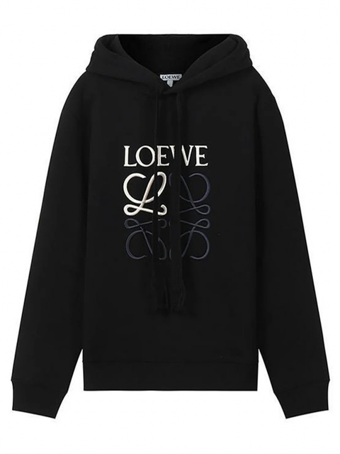 Loewe Anagram Embroidered Logo Hoodie Black