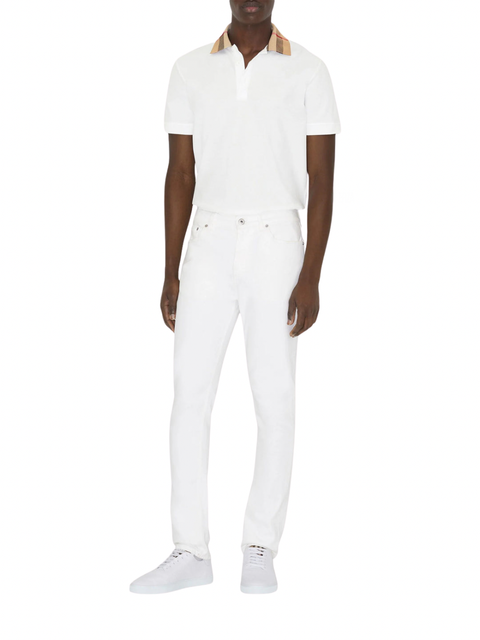 Burberry Vintage Check Print Collar Polo Shirt White