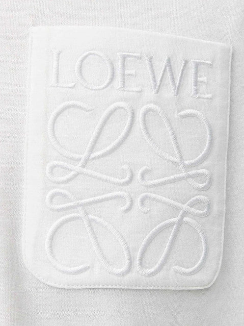 Loewe Relaxed Fit Tonal Pocket Logo T Shirt in White