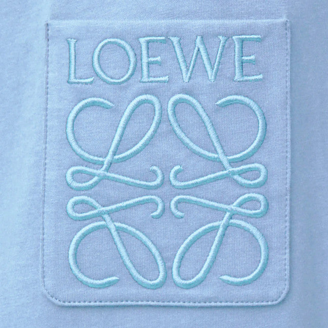 Loewe Relaxed Fit Tonal Pocket Logo T Shirt in Light Blue