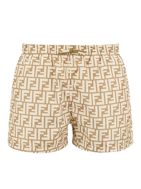 Fendi FF-Print Swimshorts Beige
