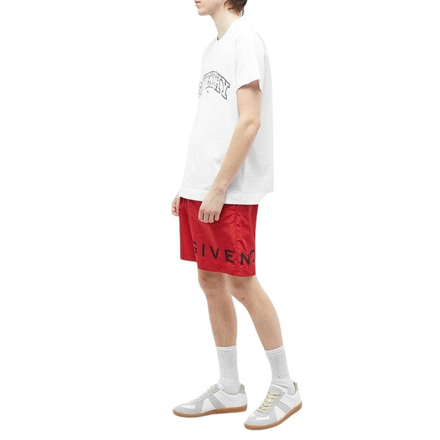 Givenchy Logo Long SwimShorts in Vermillion