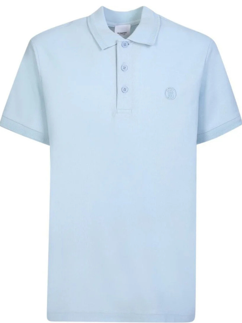 Burberry Branded Circle Logo Eddie Duck Egg Blue Polo Shirt