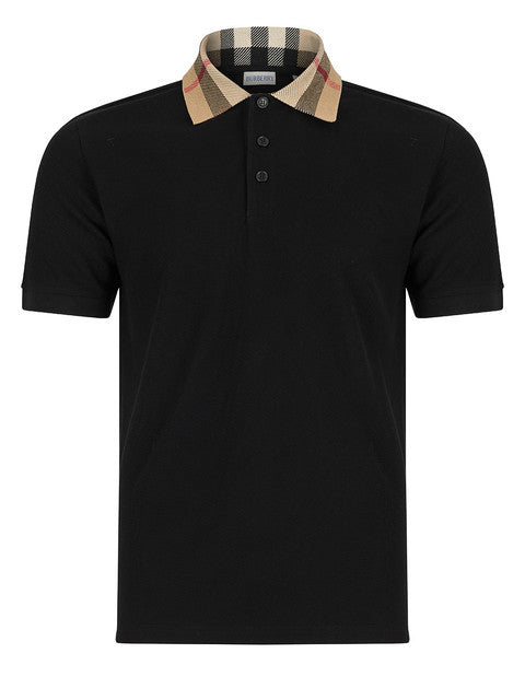 Burberry Vintage Check Print Collar Polo Shirt Black