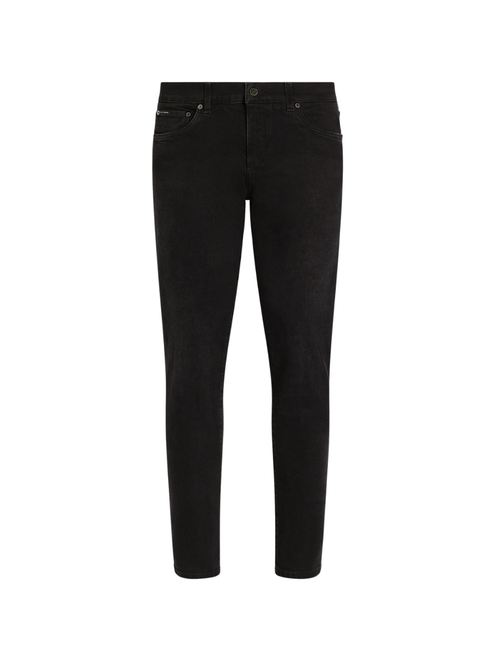 Dolce &amp; Gabbana Logo Plaque Skinny-Fit Cotton Jeans Black