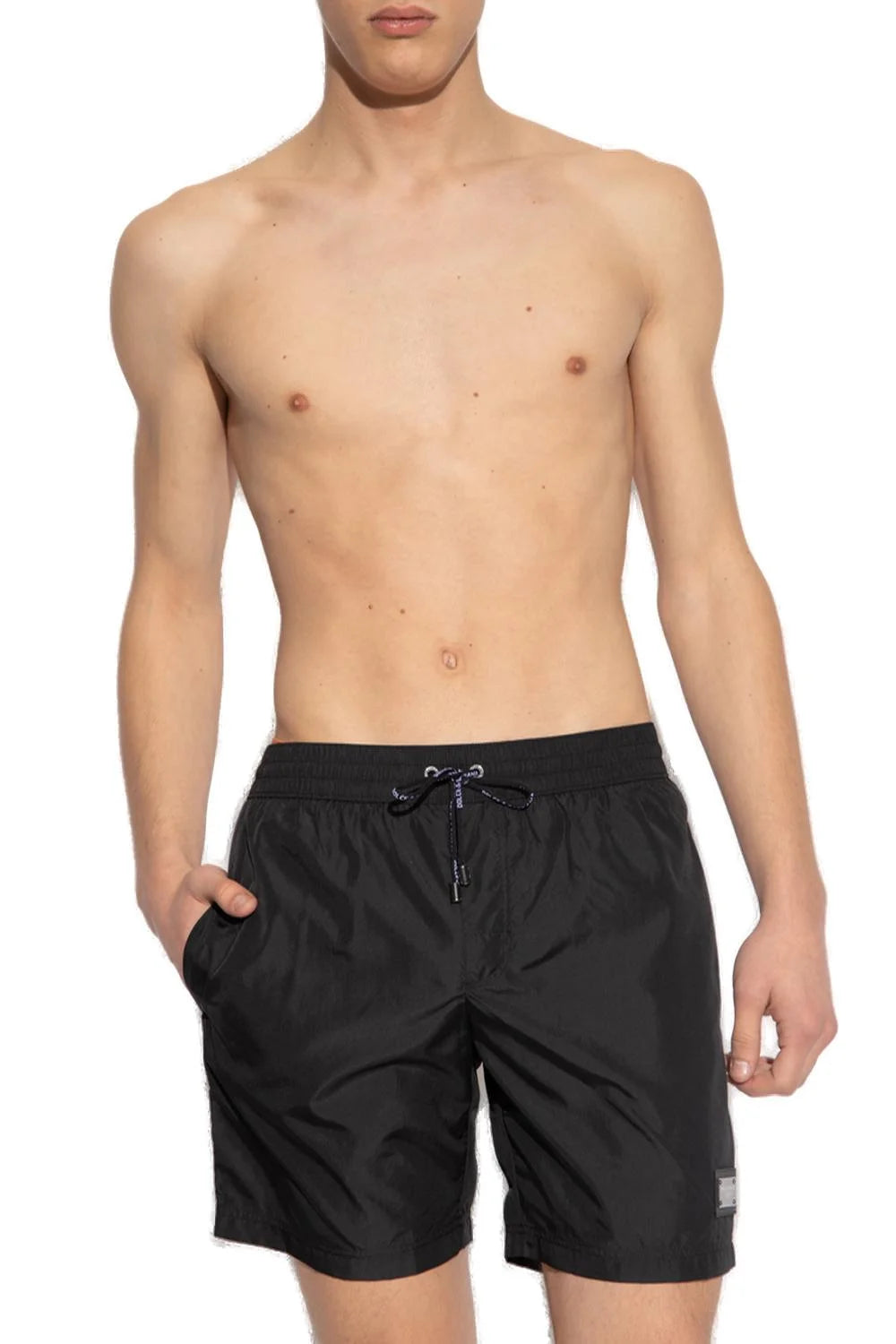 Dolce &amp; Gabbana Plate Drawstring SwimShorts Black